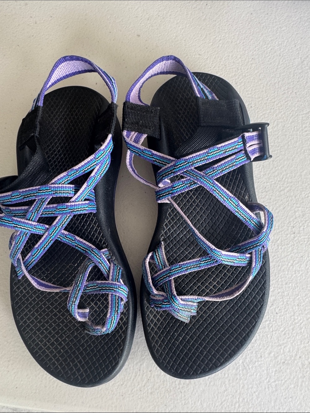 Chaco Women's Multi-Color Strap Black Footbed Sandals Sz 7
